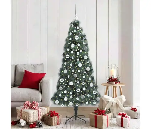 Mākslīgā Iepriekš Apgaismotā Ziemassvētku Eglīte Ar Bumbiņu Komplektu Vidaxl