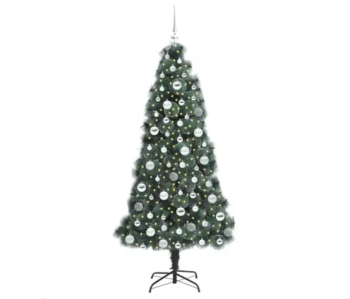 Mākslīgā Iepriekš Apgaismotā Ziemassvētku Eglīte Ar Bumbiņu Komplektu Vidaxl