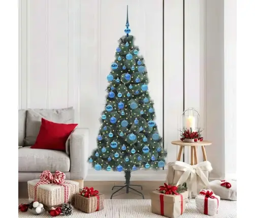 Mākslīgā Iepriekš Apgaismotā Ziemassvētku Egle Ar Bumbiņu Komplektu Vidaxl