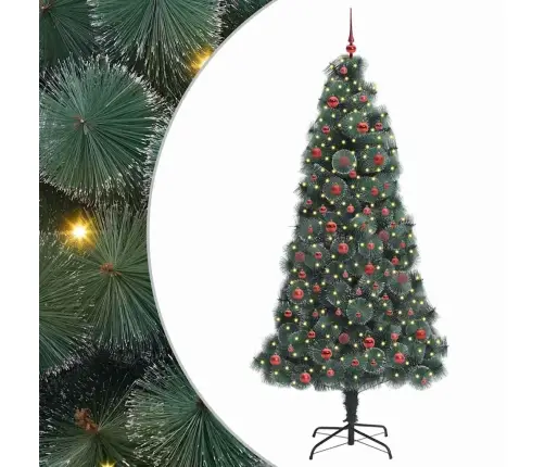 Dirbtinis Iš Anksto Apšviestas Kalėdų Medelis Su Kamuoliukų Rinkiniu