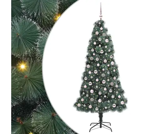 Mākslīgais Iepriekš Iluminēts Ziemassvētku Koks Ar Bumbiņu Komplektu Vidaxl