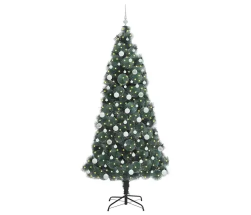 Mākslīgais Iepriekš Apgaismots Ziemassvētku Koks Ar Bumbiņu Komplektu Vidaxl