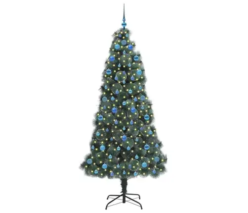 Dirbtinis Iš Anksto Apšviestas Kalėdų Medelis Su Kamuoliukų Rinkiniu