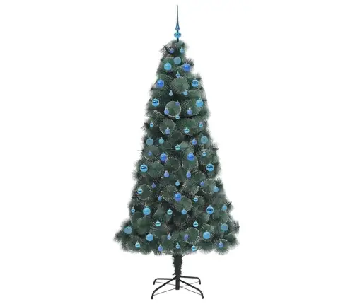 Dirbtinis Iš Anksto Apšviestas Kalėdų Medelis Su Kamuoliukų Rinkiniu