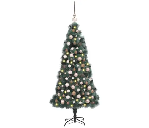 Mākslīgais Iepriekš Apgaismotais Ziemassvētku Koks Ar Bumbu Komplektu Vidaxl