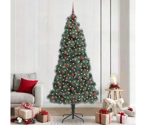 Mākslīgā Iepriekš Izgaismotā Ziemassvētku Egle Ar Bumbu Komplektu Vidaxl