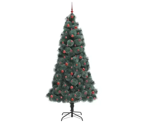 Mākslīgā Iepriekš Izgaismotā Ziemassvētku Egle Ar Bumbu Komplektu Vidaxl