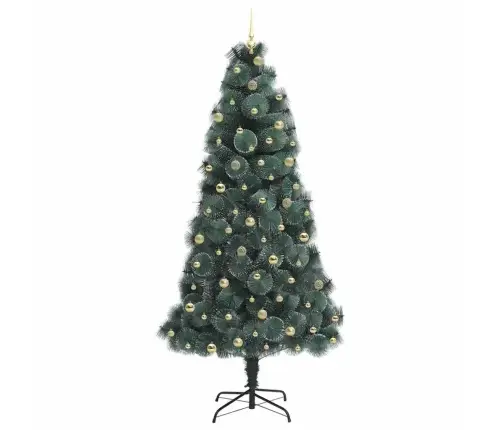 Tehiselt Valgustatud Jõulupuu Pallikomplektiga Roheline 240 Cm