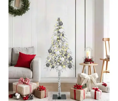 Jõulupuu Koos 150 Led-Iga Koos Alusega Valge 120 Cm Pe Ja Teras