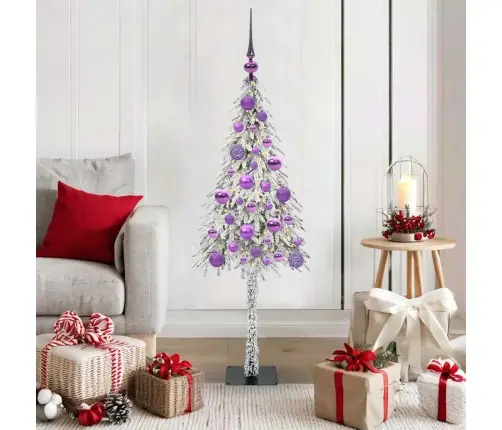 Jõulupuu Koos 150 Led-Iga Koos Alusega Valge 120 Cm Pe Ja Teras