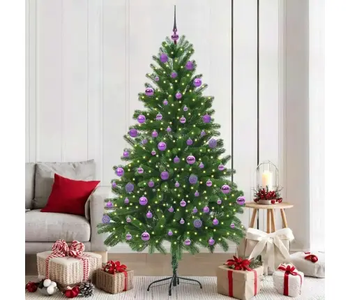 Ziemassvētku Eglīte Su 300 Led Ar Statīvu Zaļa 210 Cm Pe Vidaxl