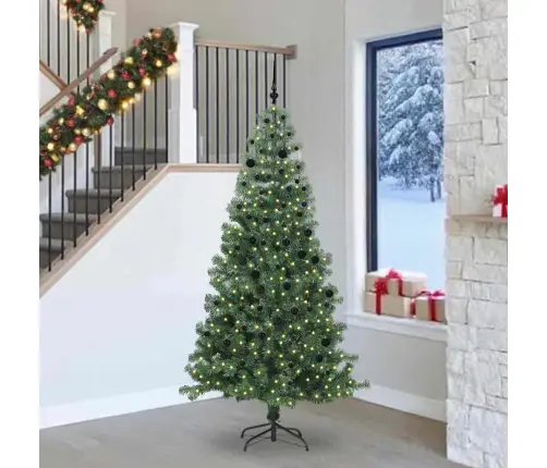 Ziemassvētku Eglīte Su 300 Led Ar Statīvu Zaļa 240 Cm Pvc Vidaxl