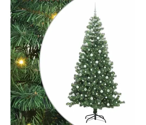 Jõulupuu Koos 300 Led-Iga Koos Alusega Roheline 240 Cm Pvc