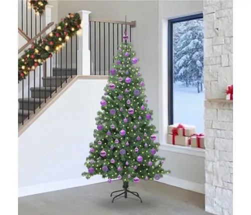 Ziemassvētku Eglīte Su 300 Led Ar Statīvu Zaļa 240 Cm Pvc Vidaxl