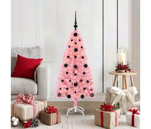 Ziemassvētku Eglīte Su 150 Led Ar Statīvu Rozā 120 Cm Pvc Vidaxl