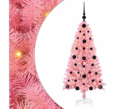 Ziemassvētku Eglīte Su 150 Led Ar Statīvu Rozā 120 Cm Pvc Vidaxl