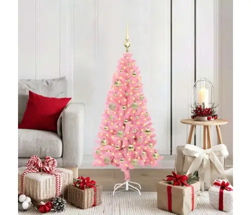 Ziemassvētku Eglīte Su 150 Led Ar Statīvu Rozā 120 Cm Pvc Vidaxl