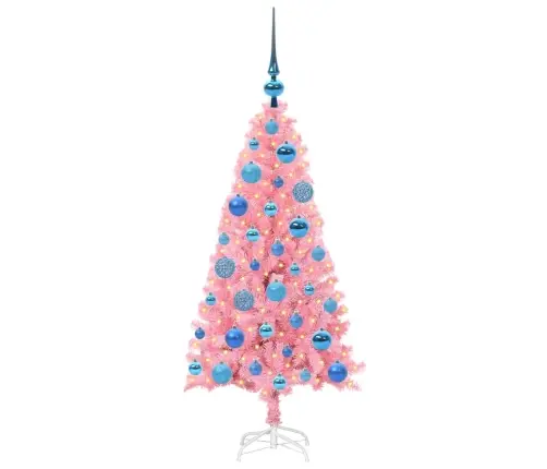 Jõulupuu Koos 150 Led-Iga Koos Alusega Roosa 120 Cm Pvc