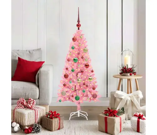 Kalėdų Eglutė Su 150 Led S Stovu Rožinė 120 Cm Pvc