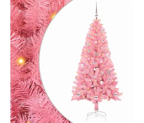 Ziemassvētku Eglīte Su 150 Led Ar Statīvu Rozā 150 Cm Pvc Vidaxl