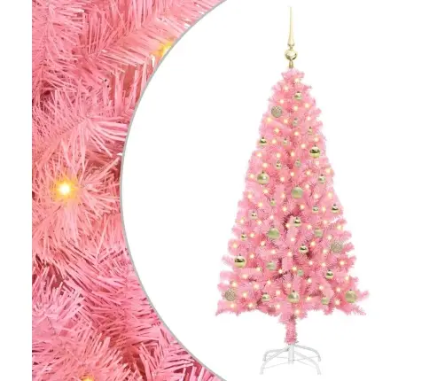 Ziemassvētku Eglīte Su 150 Led Ar Statīvu Rozā 150 Cm Pvc Vidaxl