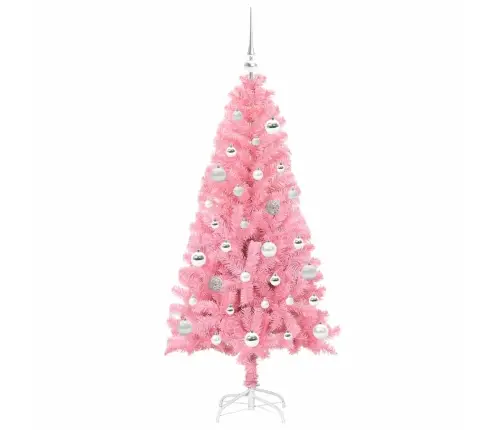 Jõulupuu Koos 150 Led-Iga Koos Alusega Roosa 150 Cm Pvc