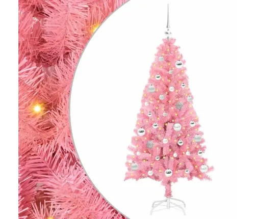Jõulupuu Koos 150 Led-Iga Koos Alusega Roosa 150 Cm Pvc