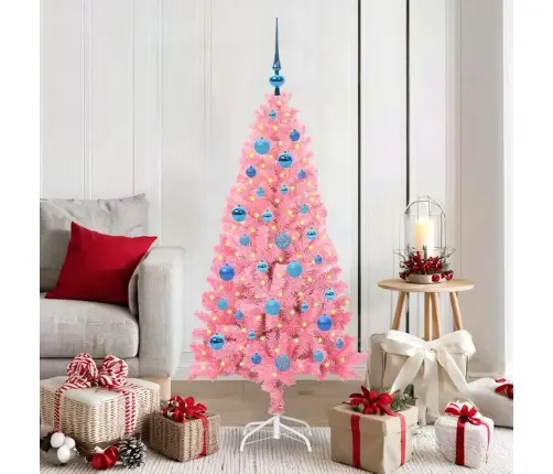 Jõulupuu Koos 150 Led-Iga Koos Alusega Roosa 150 Cm Pvc