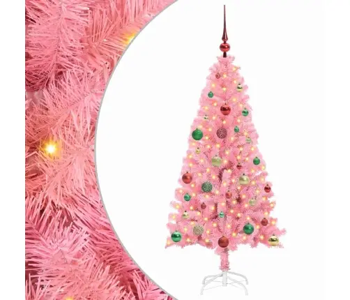 Kalėdų Eglutė Su 150 Led S Stovu Rožinė 150 Cm Pvc