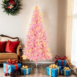 Ziemassvētku Eglīte Su 300 Led Ar Statīvu Rozā 180 Cm Pvc Vidaxl