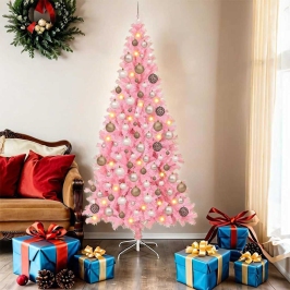 Ziemassvētku Eglīte Su 300 Led Ar Statīvu Rozā 180 Cm Pvc Vidaxl