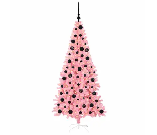 Ziemassvētku Eglīte Su 300 Led Ar Statīvu Rozā 180 Cm Pvc Vidaxl