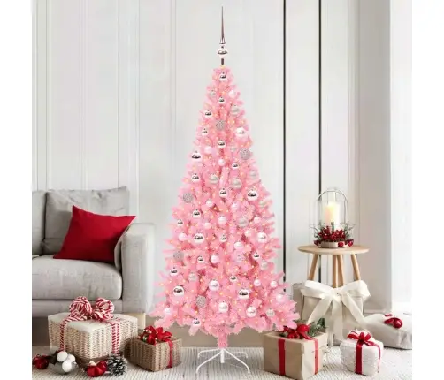 Ziemassvētku Eglīte Su 300 Led Ar Statīvu Rozā 180 Cm Pvc Vidaxl