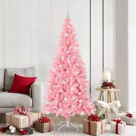 Jõulupuu Koos 300 Led-Iga Koos Alusega Roosa 180 Cm Pvc