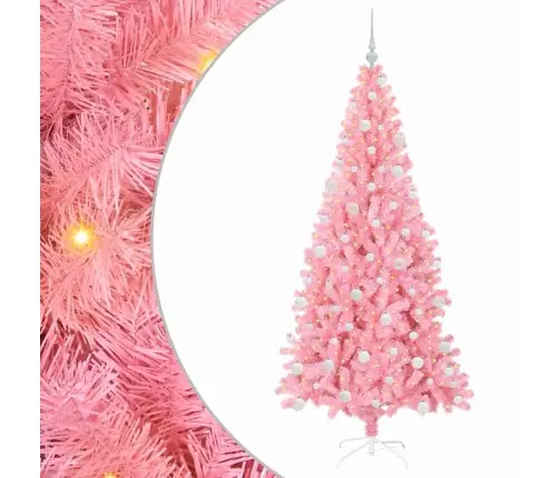 Jõulupuu Koos 300 Led-Iga Koos Alusega Roosa 180 Cm Pvc Jõulupuu Koos 300 Led-Iga Koos Alusega Roosa 180 Cm Pvc