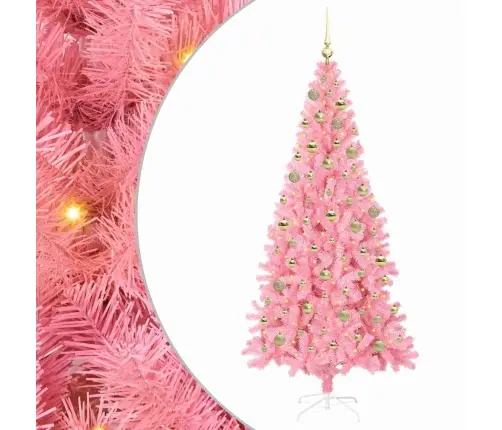 Kalėdų Eglutė Su 300 Led S Stovu Rožinė 180 Cm Pvc