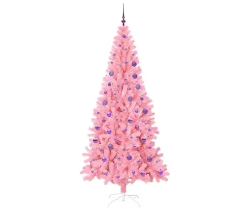 Ziemassvētku Eglīte Su 300 Led Ar Statīvu Rozā 180 Cm Pvc Vidaxl