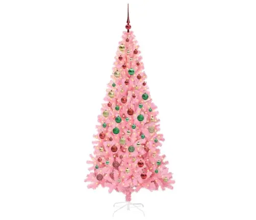 Ziemassvētku Eglīte Su 300 Led Ar Statīvu Rozā 180 Cm Pvc Vidaxl