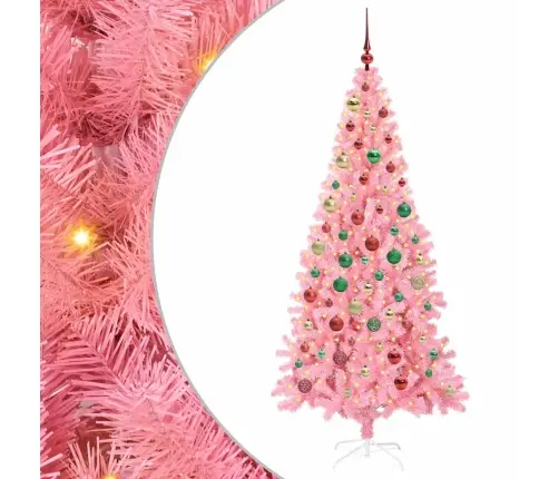 Ziemassvētku Eglīte Su 300 Led Ar Statīvu Rozā 180 Cm Pvc Vidaxl