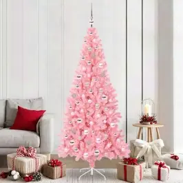 Ziemassvētku Eglīte Su 300 Led Ar Statīvu Rozā 210 Cm Pvc Vidaxl
