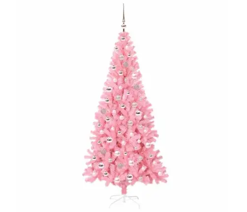 Ziemassvētku Eglīte Su 300 Led Ar Statīvu Rozā 210 Cm Pvc Vidaxl