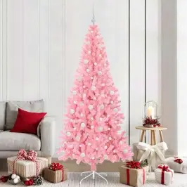Ziemassvētku Eglīte Su 300 Led Ar Statīvu Rozā 210 Cm Pvc Vidaxl