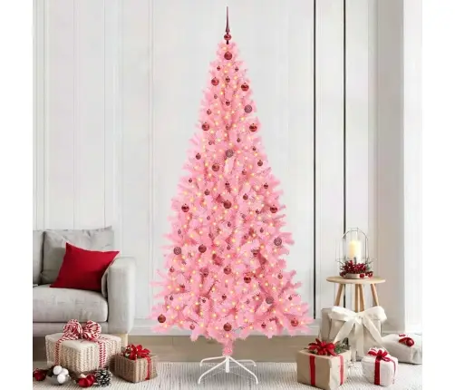 Ziemassvētku Eglīte Su 300 Led Ar Statīvu Rozā 240 Cm Pvc Vidaxl Ziemassvētku Eglīte Su 300 Led Ar Statīvu Rozā 240 Cm Pvc Vidaxl