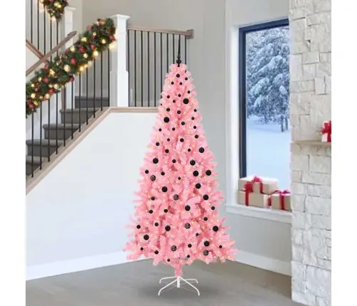 Jõulupuu Koos 300 Led-Iga Koos Alusega Roosa 240 Cm Pvc