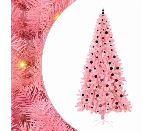 Jõulupuu Koos 300 Led-Iga Koos Alusega Roosa 240 Cm Pvc