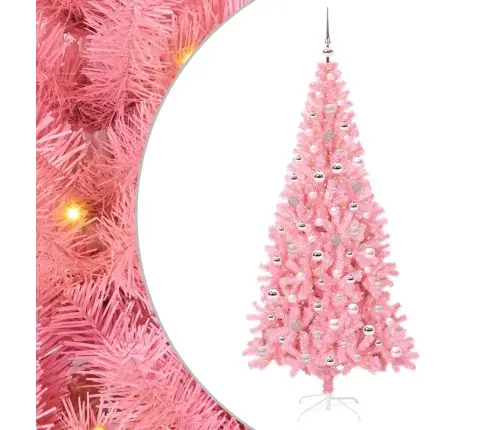 Ziemassvētku Eglīte Su 300 Led Ar Statīvu Rozā 240 Cm Pvc Vidaxl