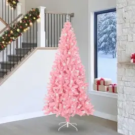Ziemassvētku Eglīte Su 300 Led Ar Statīvu Rozā 240 Cm Pvc Vidaxl