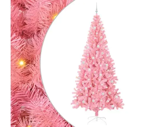 Ziemassvētku Eglīte Su 300 Led Ar Statīvu Rozā 240 Cm Pvc Vidaxl