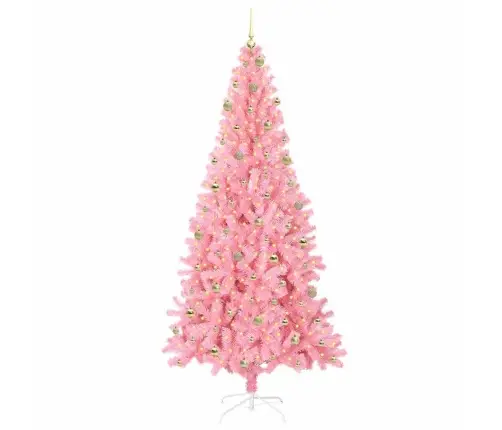 Ziemassvētku Eglīte Su 300 Led Ar Statīvu Rozā 240 Cm Pvc Vidaxl