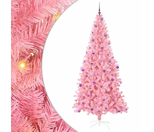 Ziemassvētku Eglīte Su 300 Led Ar Statīvu Rozā 240 Cm Pvc Vidaxl